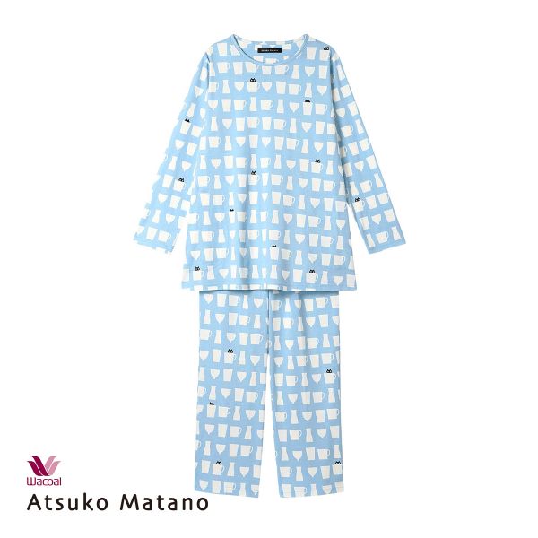 ワコール マタノアツコ ルームウェア 長袖パジャマ 上下セット MEME ねこ 綿100％ Wacoal ATSUKO MATANO