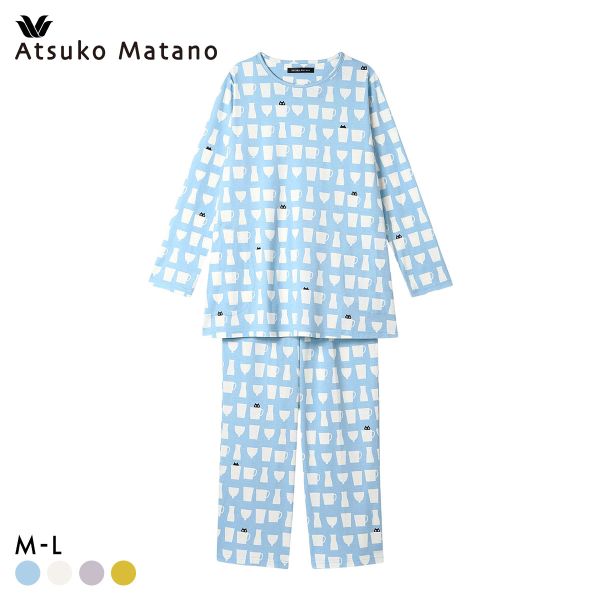 ワコール マタノアツコ ルームウェア 長袖パジャマ 上下セット MEME ねこ 綿100％ Wacoal ATSUKO MATANO