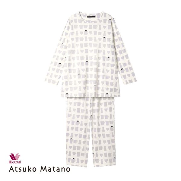 ワコール マタノアツコ ルームウェア 長袖パジャマ 上下セット MEME ねこ 綿100％ Wacoal ATSUKO MATANO