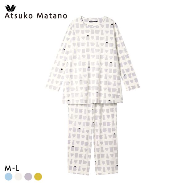 ワコール マタノアツコ ルームウェア 長袖パジャマ 上下セット MEME ねこ 綿100％ Wacoal ATSUKO MATANO