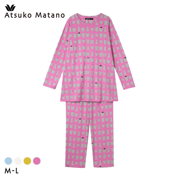 ワコール マタノアツコ ルームウェア 長袖パジャマ 上下セット MEME ねこ 綿100％ Wacoal ATSUKO MATANO