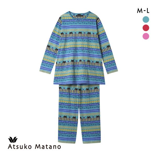 15%OFF ワコール マタノアツコ 長袖パジャマ 上下セット 綿100% ねこ ボーダー ルームウェア Wacoal ATSUKO MATANO 15%OFF ワコール マタノアツコ 長袖パジャマ 上下セット 綿100% ねこ ボーダー ルームウェア Wacoal ATSUKO MATANO