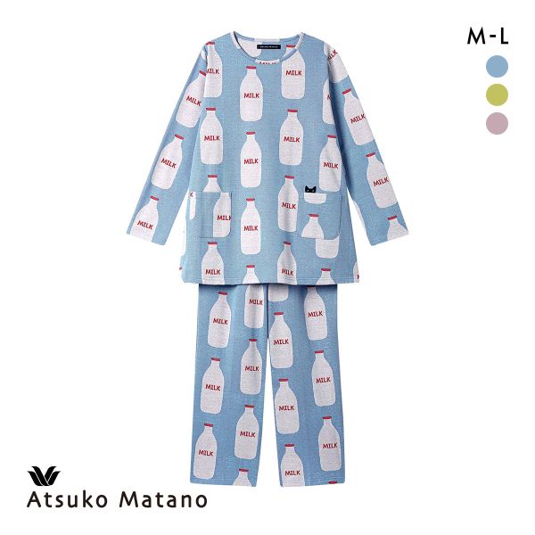 15%OFF ワコール マタノアツコ ルームウェア 長袖パジャマ 上下セット ミルク柄 Wacoal ATSUKO MATANO 15%OFF ワコール マタノアツコ ルームウェア 長袖パジャマ 上下セット ミルク柄 Wacoal ATSUKO MATANO