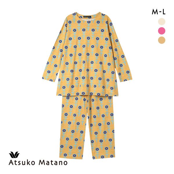 ワコール マタノアツコ 長袖パジャマ 上下セット 綿100％ つぼみ柄 ルームウェア Wacoal ATSUKO MATANO
