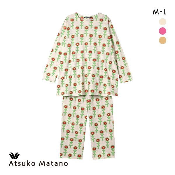 15%OFF ワコール マタノアツコ 長袖パジャマ 上下セット 綿100% つぼみ柄 ルームウェア Wacoal ATSUKO MATANO 15%OFF ワコール マタノアツコ 長袖パジャマ 上下セット 綿100% つぼみ柄 ルームウェア Wacoal ATSUKO MATANO