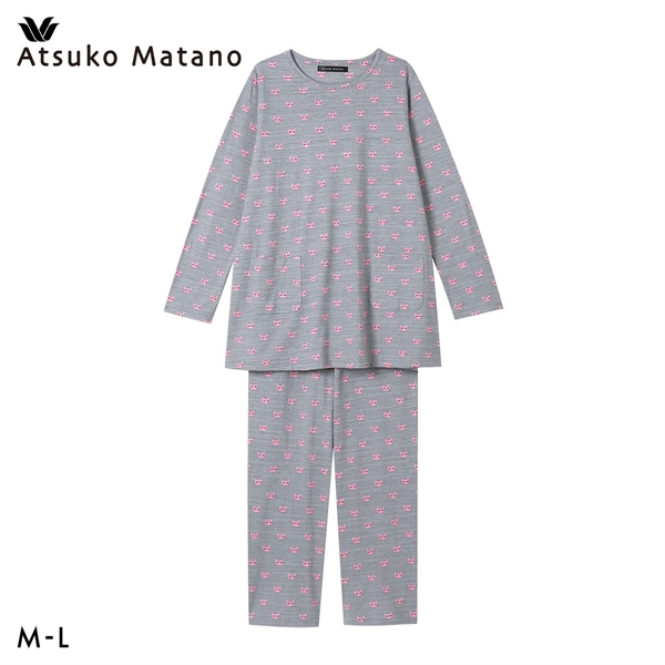 ワコール Wacoal マタノアツコ ATSUKO MATANO ねこ 長袖 パジャマ 上下セット ルームウェア 綿100％ レディース