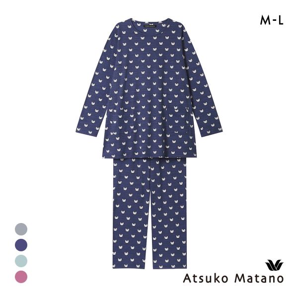 ワコール Wacoal マタノアツコ ATSUKO MATANO ねこ 長袖 パジャマ 上下セット ルームウェア 綿100％ レディース