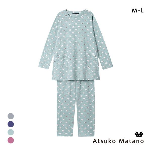 ワコール Wacoal マタノアツコ ATSUKO MATANO ねこ 長袖 パジャマ 上下セット ルームウェア 綿100％ レディース