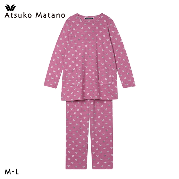 ワコール Wacoal マタノアツコ ATSUKO MATANO ねこ 長袖 パジャマ 上下セット ルームウェア 綿100％ レディース