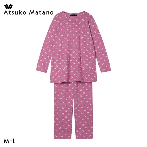 ワコール Wacoal マタノアツコ ATSUKO MATANO ねこ 長袖 パジャマ 上下セット ルームウェア 綿100％ レディース