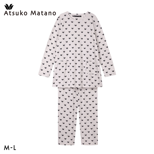 ワコール Wacoal マタノアツコ ATSUKO MATANO ねこ 長袖 パジャマ 上下セット ルームウェア 綿100％ レディース