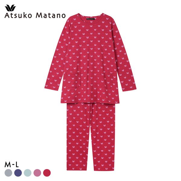 ワコール Wacoal マタノアツコ ATSUKO MATANO ねこ 長袖 パジャマ 上下セット ルームウェア 綿100％ レディース