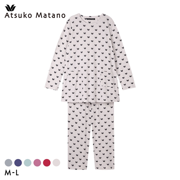 ワコール Wacoal マタノアツコ ATSUKO MATANO ねこ 長袖 パジャマ 上下セット ルームウェア 綿100％ レディース