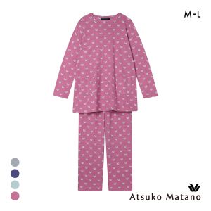 ワコール Wacoal マタノアツコ ATSUKO MATANO ねこ 長袖 パジャマ 上下セット ルームウェア 綿100％ レディース