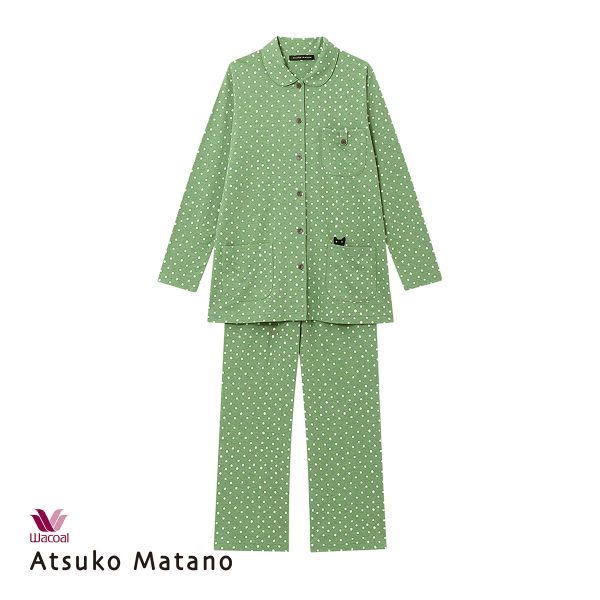 ワコール Wacoal マタノアツコ ATSUKO MATANO 長袖 パジャマ 上下セット ネコドット セットアップ