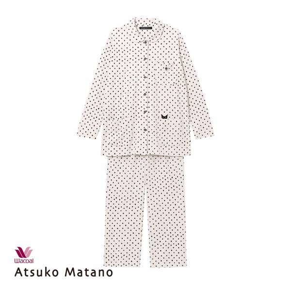 ワコール Wacoal マタノアツコ ATSUKO MATANO 長袖 パジャマ 上下セット ネコドット セットアップ