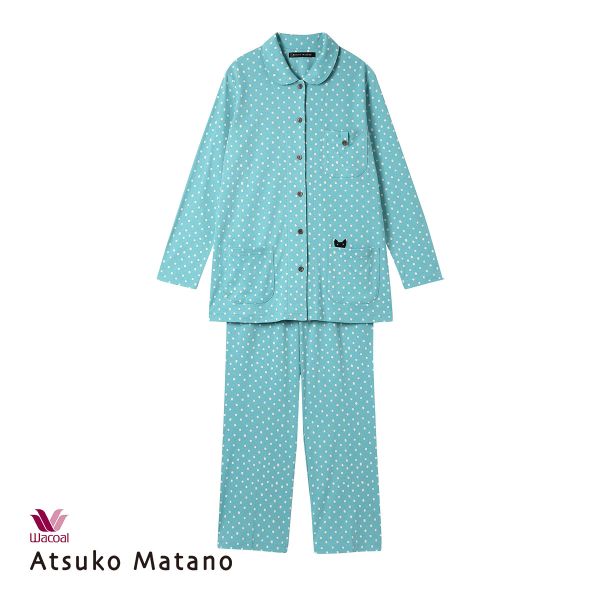ワコール Wacoal マタノアツコ ATSUKO MATANO 長袖 パジャマ 上下セット ネコドット セットアップ