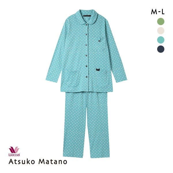 ワコール Wacoal マタノアツコ ATSUKO MATANO 長袖 パジャマ 上下セット ネコドット セットアップ