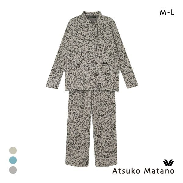 ワコール マタノアツコ くろねこ 長袖 パジャマ 上下セット ルームウェア スタンドカラー Wacoal ATSUKO MATANO