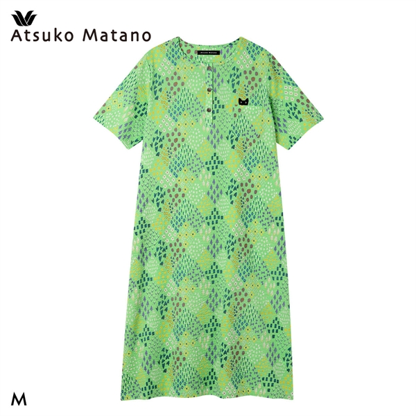 ワコール マタノアツコ 草花 ルームウェア パジャマ 5分袖 ワンピース ナイティ ネグリジェ 綿100％ Wacoal ATSUKO MATANO