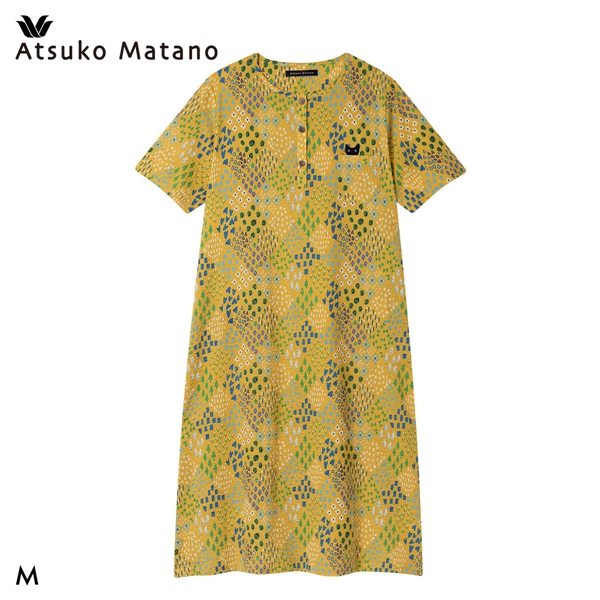 ワコール マタノアツコ 草花 ルームウェア パジャマ 5分袖 ワンピース ナイティ ネグリジェ 綿100％ Wacoal ATSUKO MATANO