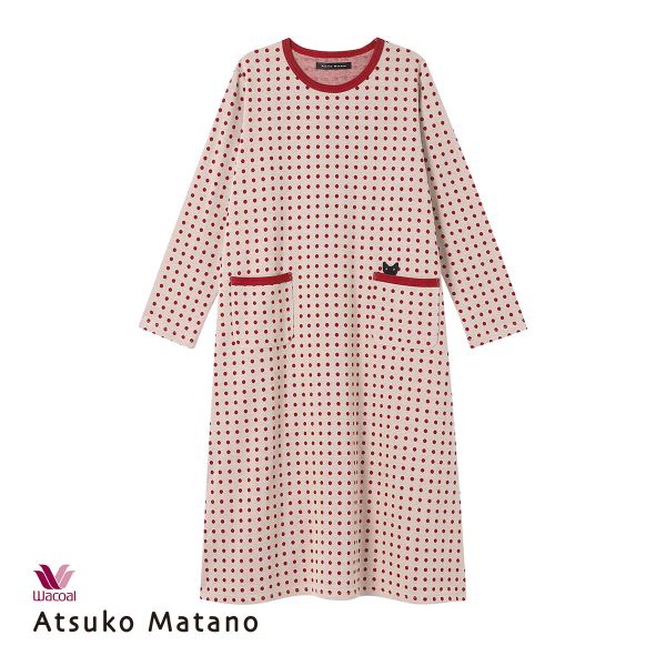 ワコール マタノアツコ ワンピース ルームウェア パジャマ ドット 綿100％ Wacoal ATSUKO MATANO