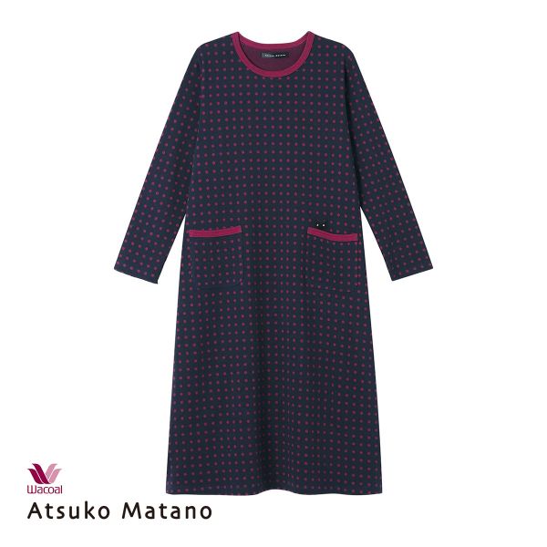 ワコール マタノアツコ ワンピース ルームウェア パジャマ ドット 綿100％ Wacoal ATSUKO MATANO