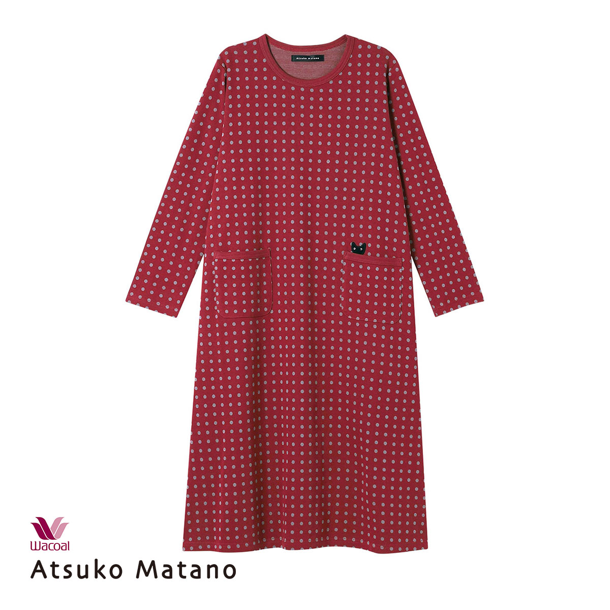 新品タグ付き マタノアツコ　パジャマ ルームウェア ワンピ 更紗 ブルー L マタノアツコ ATSUKO MATANO ワコール wacoal HTT124 パジャマ