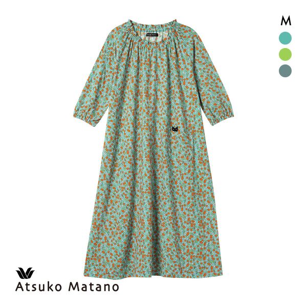 15%OFF ワコール マタノアツコ ワンピース 7分袖 小花 ねこ 綿100% パジャマ ルームウェア Wacoal ATSUKO MATANO 15%OFF ワコール マタノアツコ ワンピース 7分袖 小花 ねこ 綿100% パジャマ ルームウェア Wacoal ATSUKO MATANO
