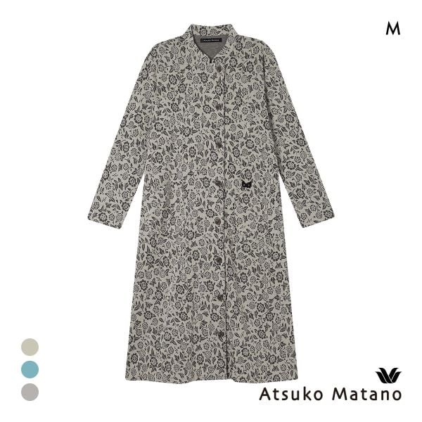 ワコール マタノアツコ くろねこ 長袖 ルームウェア パジャマ ワンピース 綿100％ スタンドカラー Wacoal ATSUKO MATANO