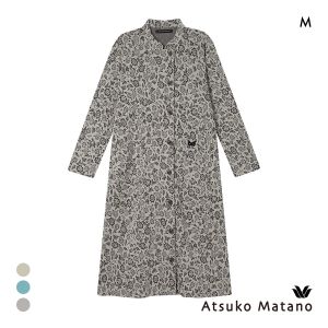 ワコール マタノアツコ くろねこ 長袖 ルームウェア パジャマ ワンピース 綿100％ スタンドカラー Wacoal ATSUKO MATANO
