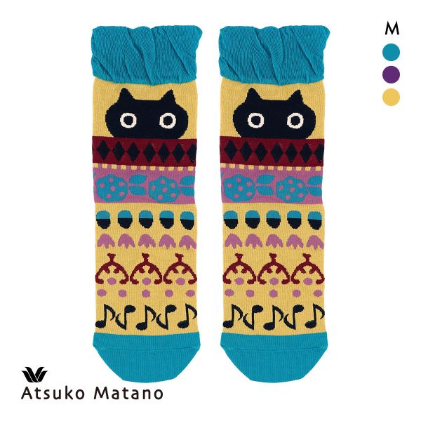 15%OFF【メール便(25)】 ワコール マタノアツコ ソックス 靴下 くろねこと音符 レディース Wacoal ATSUKO MATANO 15%OFF【メール便(25)】 ワコール マタノアツコ ソックス 靴下 くろねこと音符 レディース Wacoal ATSUKO MATANO
