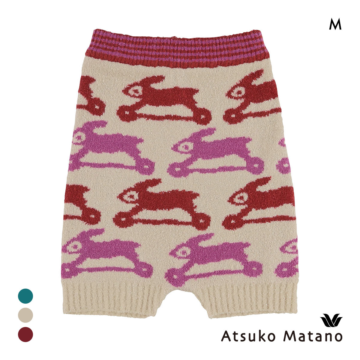 ワコール マタノアツコ もこもこ 毛パン 1分丈 とびうさぎ あったか Wacoal ATSUKO MATANO(IV-アイボリー-M)