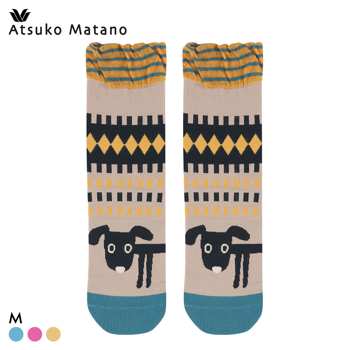 ワコール マタノアツコ ソックス 靴下 綿混 犬 レディース Wacoal ATSUKO MATANO(YE-イエロー-M)