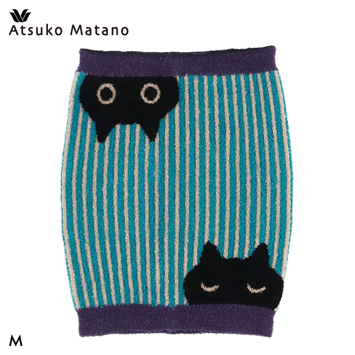 ワコール マタノアツコ もこもこ はらまき あったか 黒猫とストライプ Wacoal ATSUKO MATANO(BU-ブルー-M)