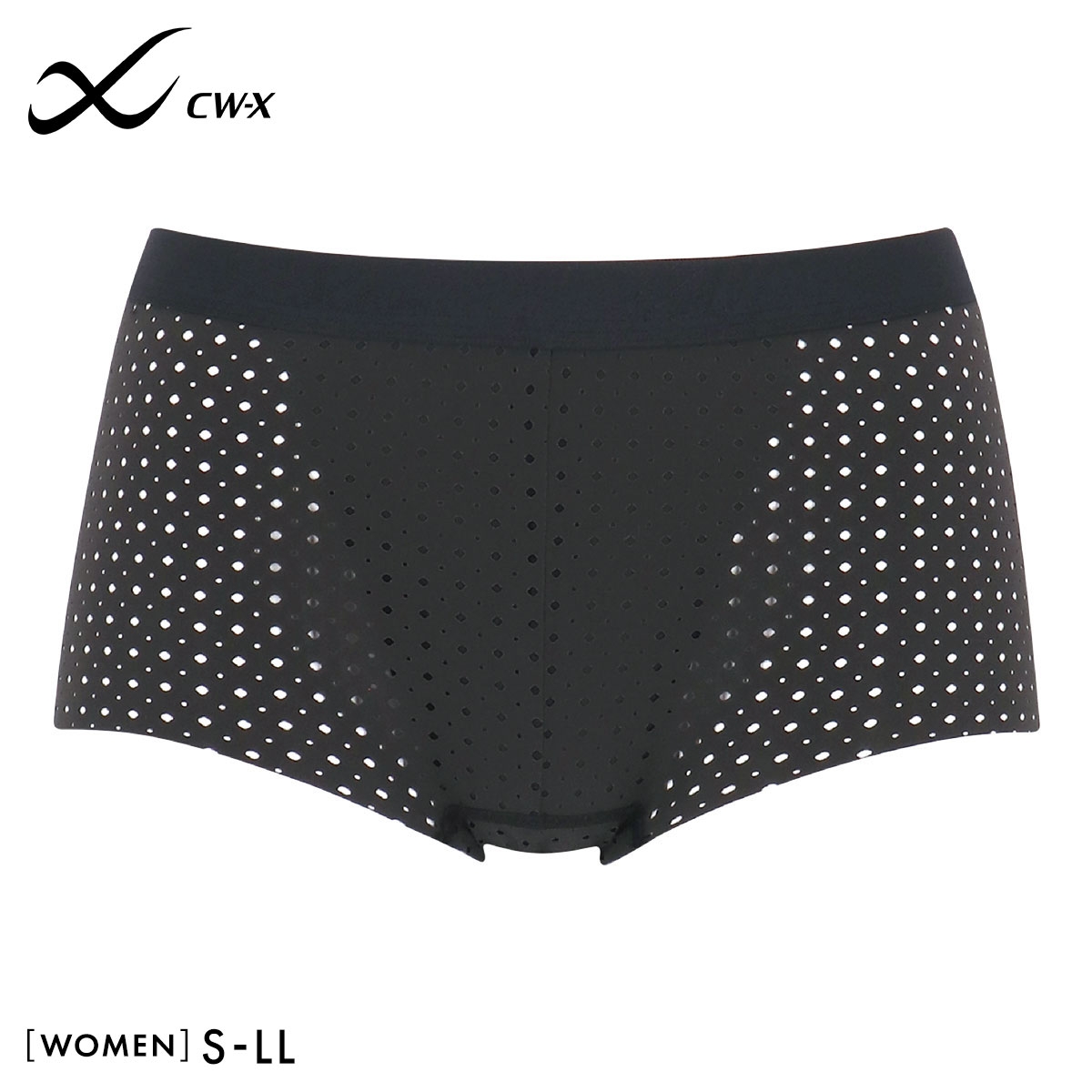 ワコール CW-X シーダブリューエックス 3Dフィット パンチング スポーツショーツ メッシュ ノーマル S･M･L･LL HSY130 Wacoal Womens(BK-ブラック-S)