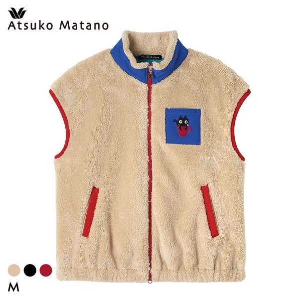 ワコール マタノアツコ ルームウェア ベスト ボアフリース 羽織り あったか ねこ ワンマイルウェア Wacoal ATSUKO MATANO