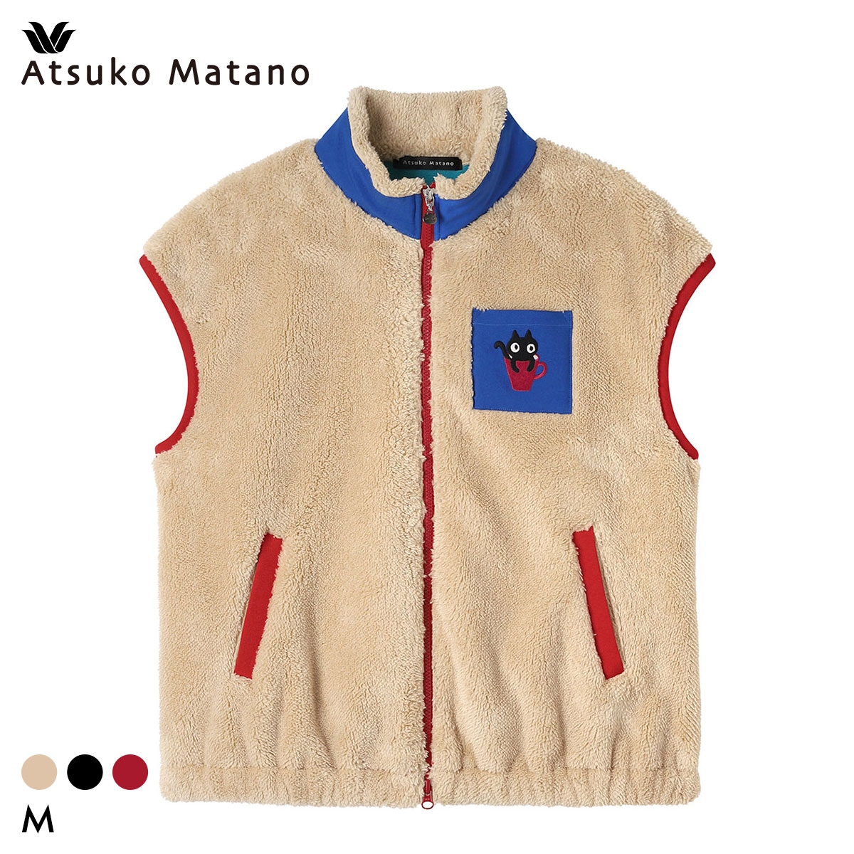 ワコール マタノアツコ ルームウェア ベスト ボアフリース 羽織り あったか ねこ ワンマイルウェア Wacoal ATSUKO MATANO