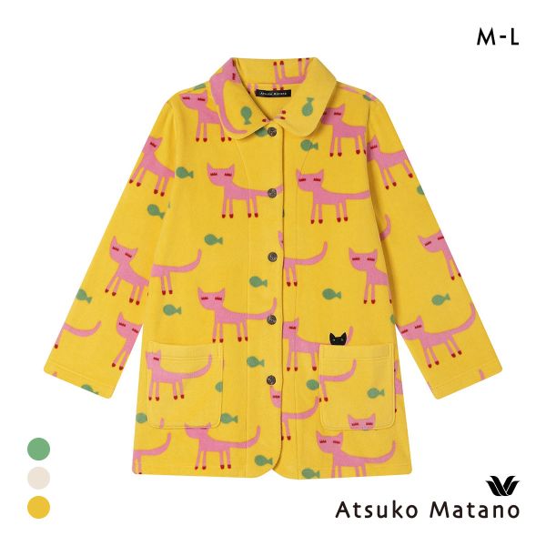 ワコール マタノアツコ フリース ローブ 長袖 羽織り ねこ ルームウェア パジャマ レディース Wacoal ATSUKO MATANO