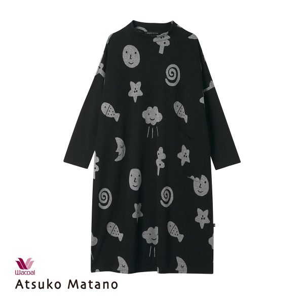 ワコール Wacoal マタノアツコ ATSUKO MATANO お天気や パジャマ ワンピース 長袖 M 綿混 ナイティ ネグリジェ