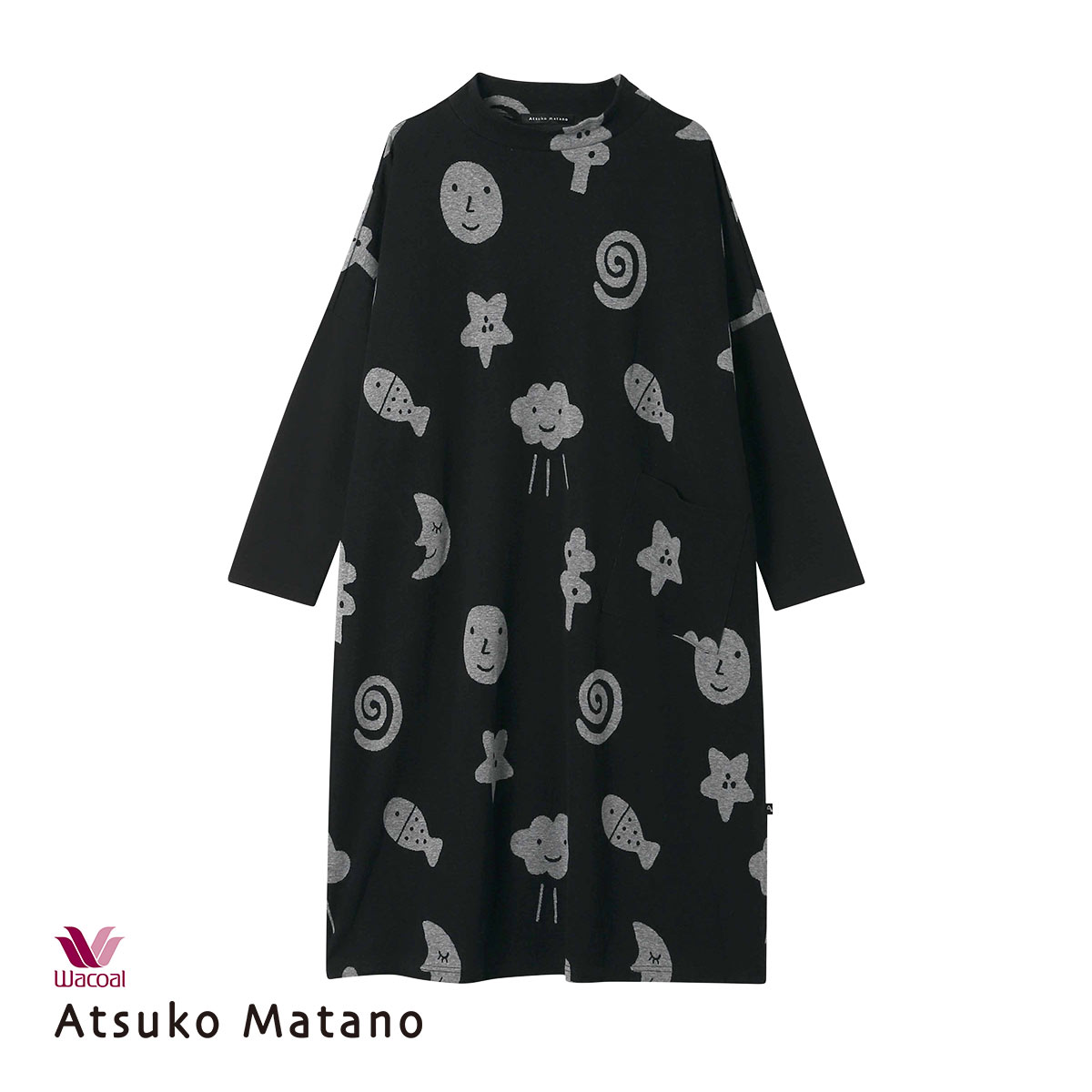 美品　Atsuko Matano　　ルームウェア　ワンピース　パジャマ　黒猫 Amazon | ワコール Wacoal マタノアツコ ATSUKO MATANO くろねこ