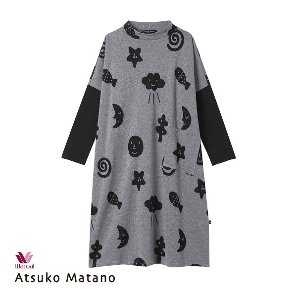 ワコール Wacoal マタノアツコ ATSUKO MATANO お天気や パジャマ ワンピース 長袖 M 綿混 ナイティ ネグリジェ