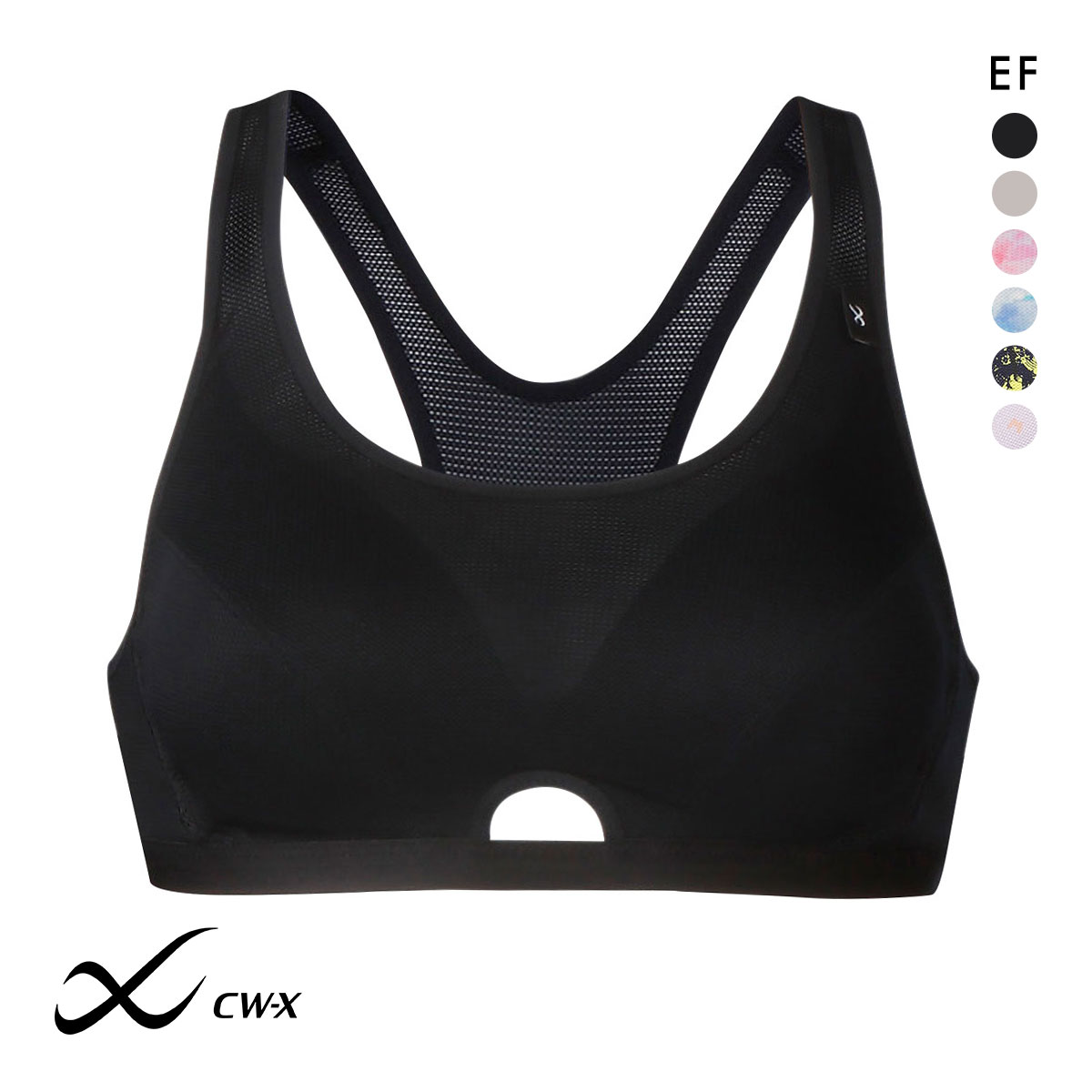 ワコール Wacoal シーダブリューエックス CW-X FITNESS スポーツブラ ブラジャー ハーフトップ ノンワイヤー EF HTY007 単品(BK-ブラック-S-EF)