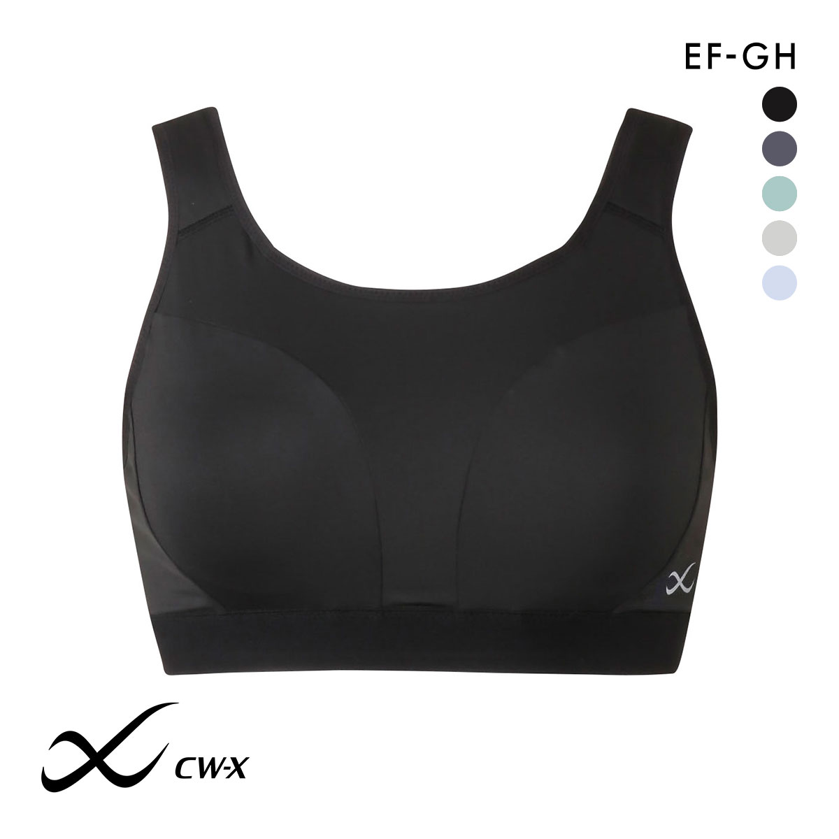 ワコール Wacoal シーダブリューエックス CW-X Womens HTY158 スポーツブラ Support Type HIGH ハイサポート EFGH 360°フィット(BK-ブラック-S-EF)