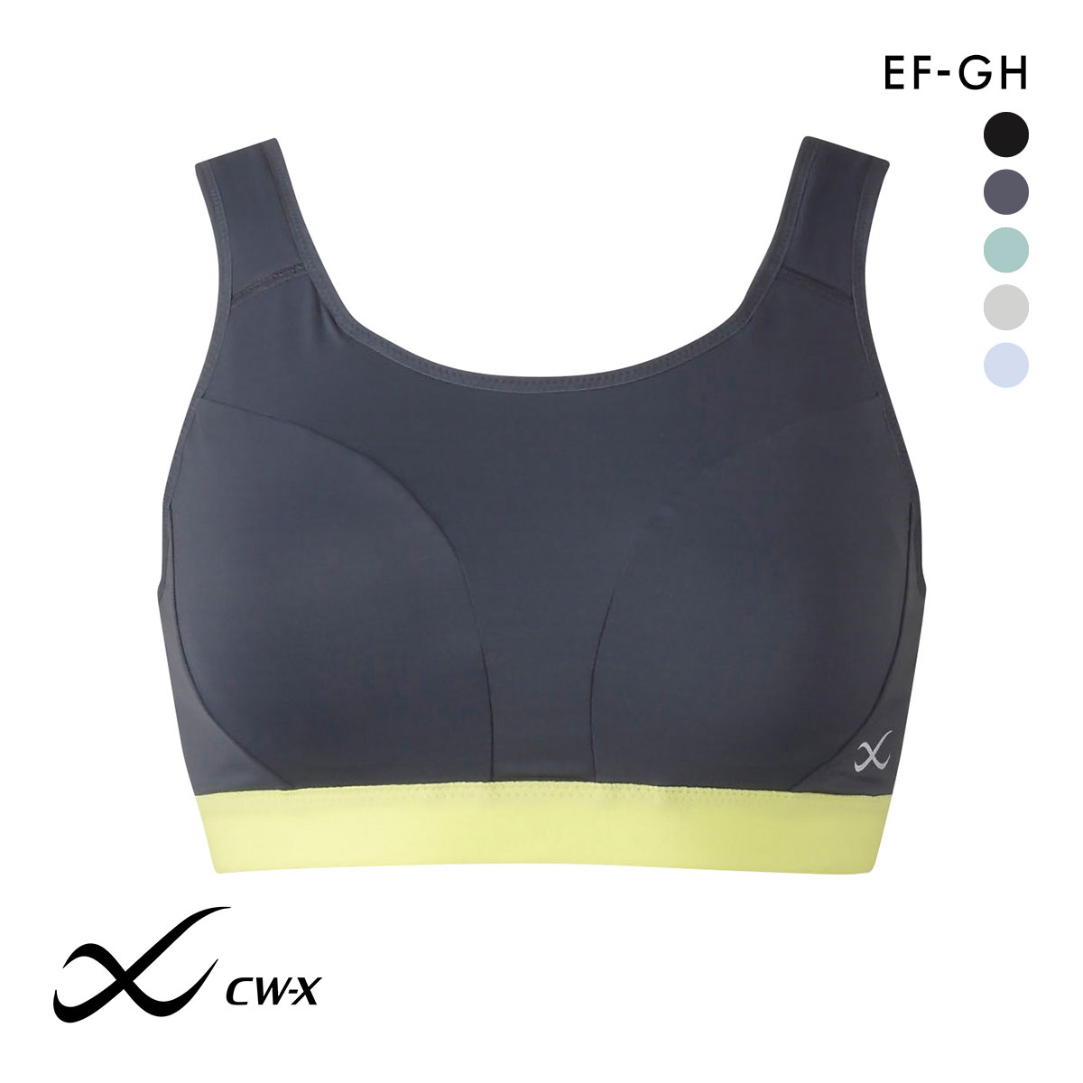 ワコール Wacoal シーダブリューエックス CW-X Womens HTY158 スポーツブラ Support Type HIGH ハイサポート EFGH 360°フィット(GY-グレー-S-EF)