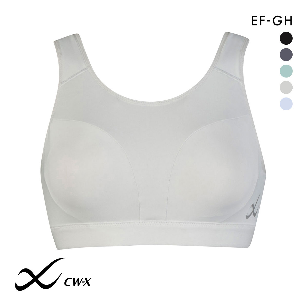 ワコール Wacoal シーダブリューエックス CW-X Womens HTY158 スポーツブラ Support Type HIGH ハイサポート EFGH 360°フィット(LGY-薄グレー-S-EF)