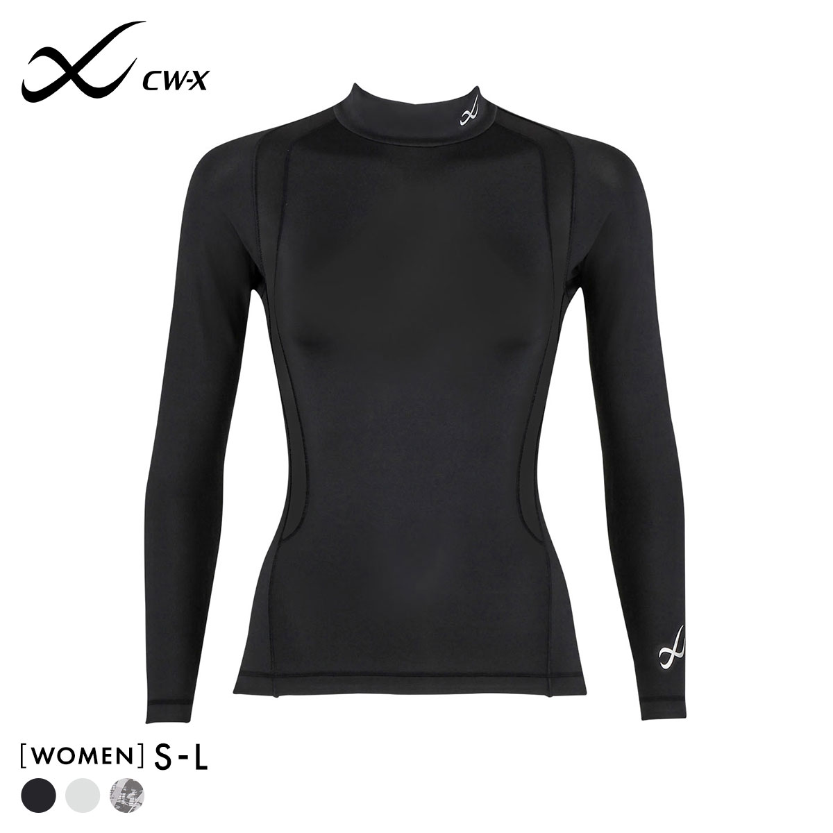 ワコール Wacoal シーダブリューエックス CW-X Womens JAY009 JYURYU 柔流 ジュウリュウ レディース トップ SML ハイネック 長袖 スポーツ(BK-ブラック-S)