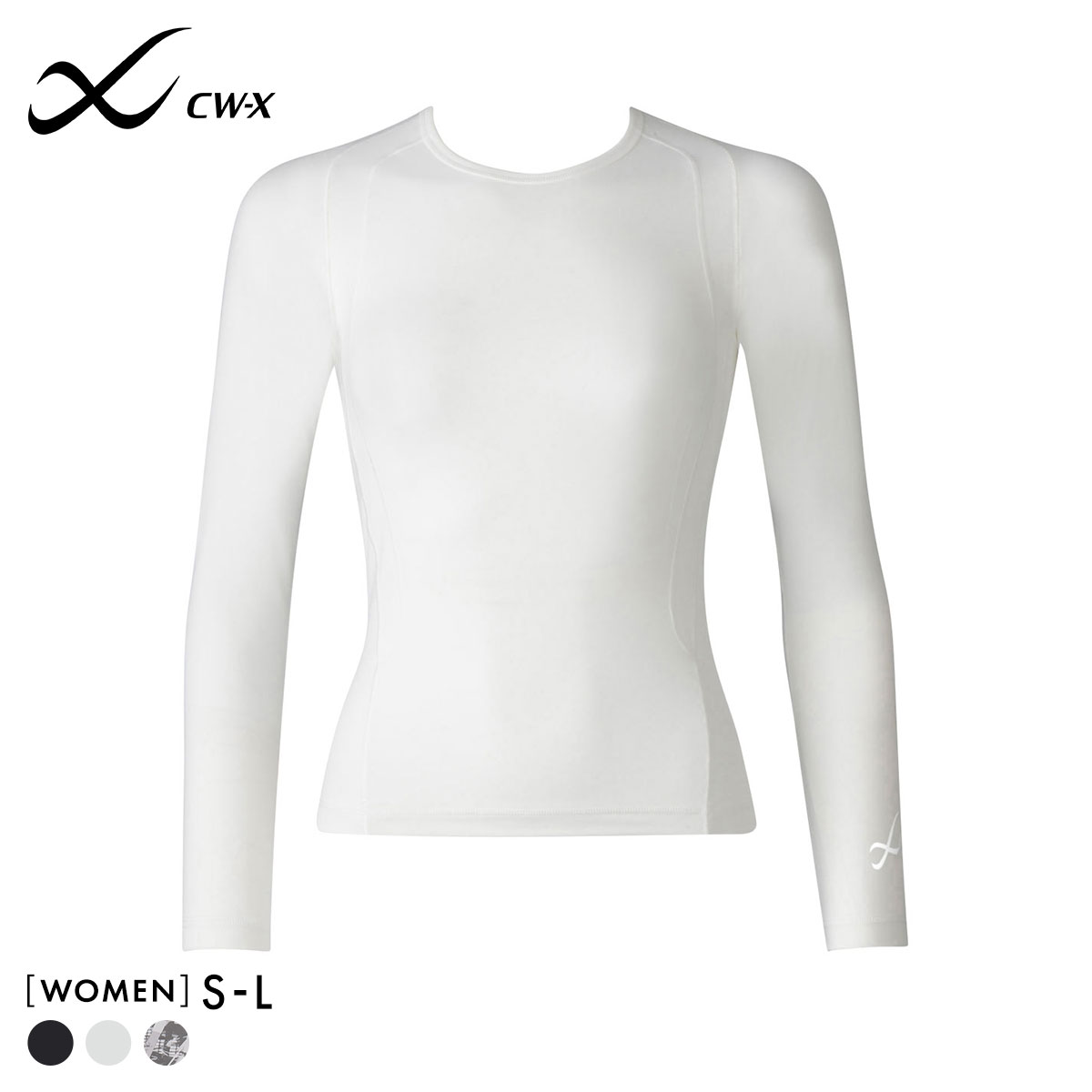 ワコール Wacoal シーダブリューエックス CW-X Womens JAY410 JYURYU 柔流 ジュウリュウ トップ SML ラウンドネック 長袖 スポーツ(IV-アイボリー-S)
