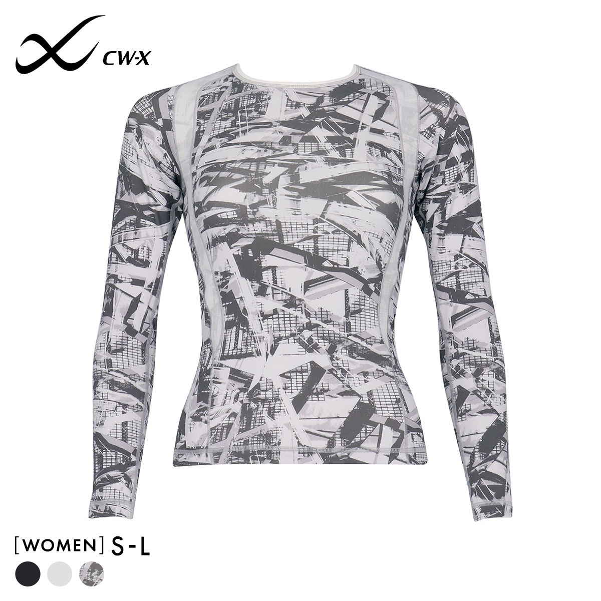 ワコール Wacoal シーダブリューエックス CW-X Womens JAY410 JYURYU 柔流 ジュウリュウ トップ SML ラウンドネック 長袖 スポーツ(LGY-薄グレー-S)