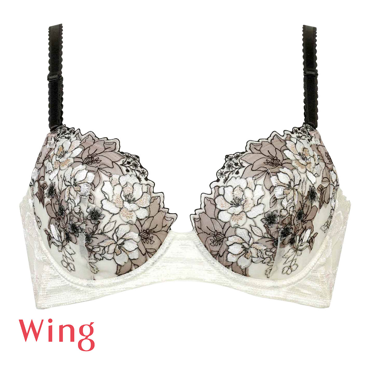 ワコール Wacoal ウイング Wing KB2721 後ろ姿きれいブラ AB 3/4カップ ブラジャー 脇高 24SS 単品(CR-クリーム-A65)